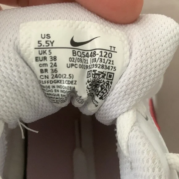 Nike Court Borough Low 2 NWOB "White Dark Beetroot " Sneakers size US 5.5Y - Picture 16 of 17